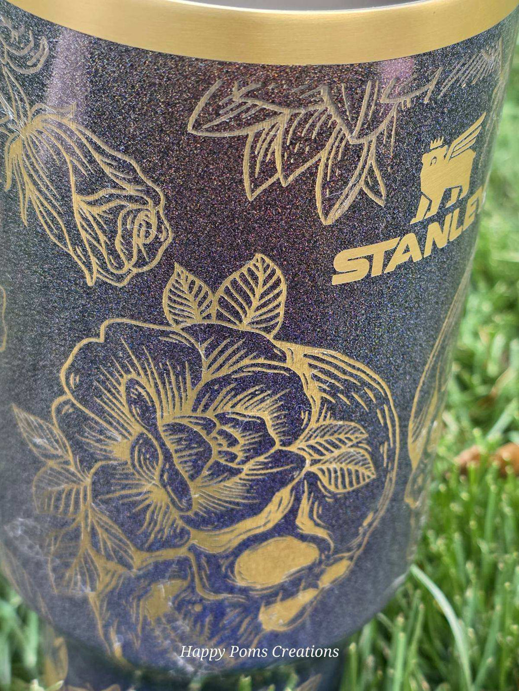 Exclusive Pixie Dust, Skull & Roses Stanley Tumbler, Laser Engraved Travel Mug, Dark Gothcore Drinkware