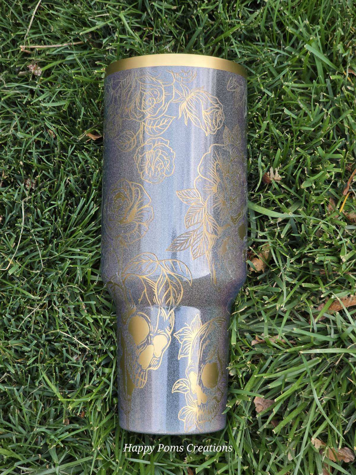 Exclusive Pixie Dust, Skull & Roses Stanley Tumbler, Laser Engraved Travel Mug, Dark Gothcore Drinkware