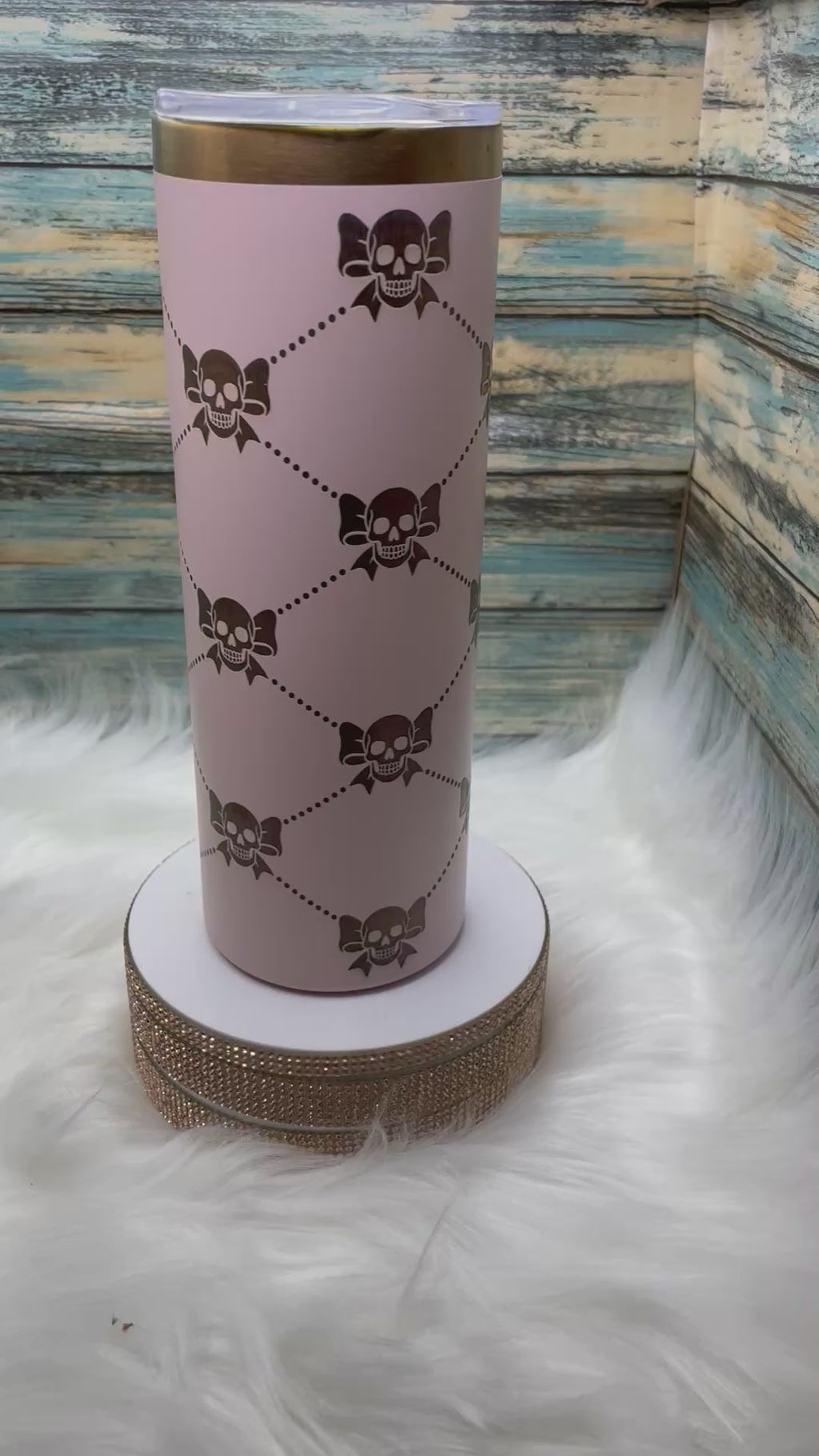 Pink Stainless Steel Tumbler -- 20 oz, Laser Engraved Coquette Skellie